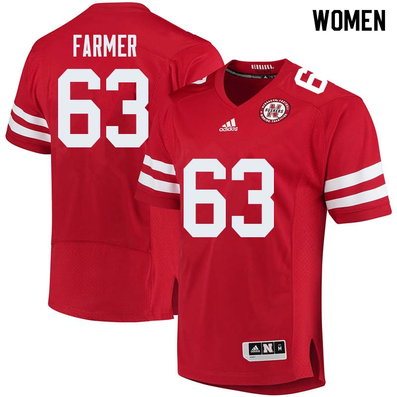 Women #63 Tanner Farmer Nebraska Cornhuskers College Football Jerseys Sale-Red